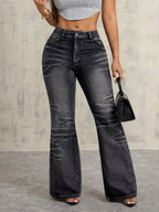 High Waist Bootcut Jeans-Casual Fashion - The Artisan's Wardrobe