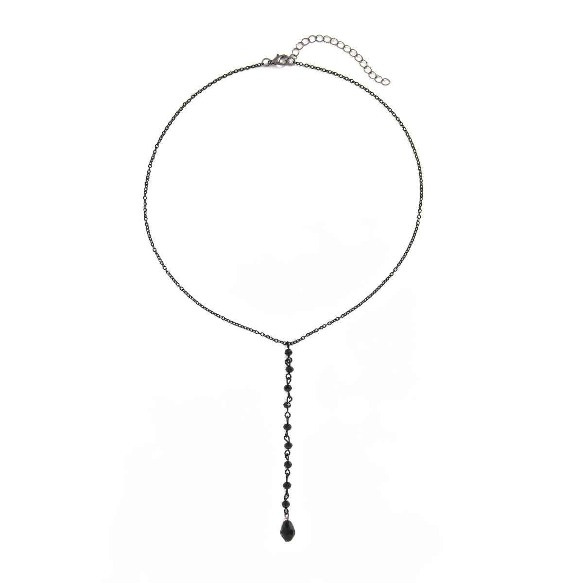 Sweet and Cool Halloween Ruby Necklace with Tassel Water Drop and Personalized Crescent Crystal Collar Chain-Casual Fashion - The Artisan's Wardrobe