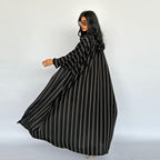 Muslim Women's Striped Cardigan Long Zebra Print Abaya Jacket-Casual Fashion - The Artisan's Wardrobe