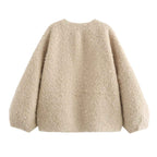 European and American Autumn V-Neck Long Sleeved Fur Coat for Women-Casual Fashion - The Artisan's Wardrobe