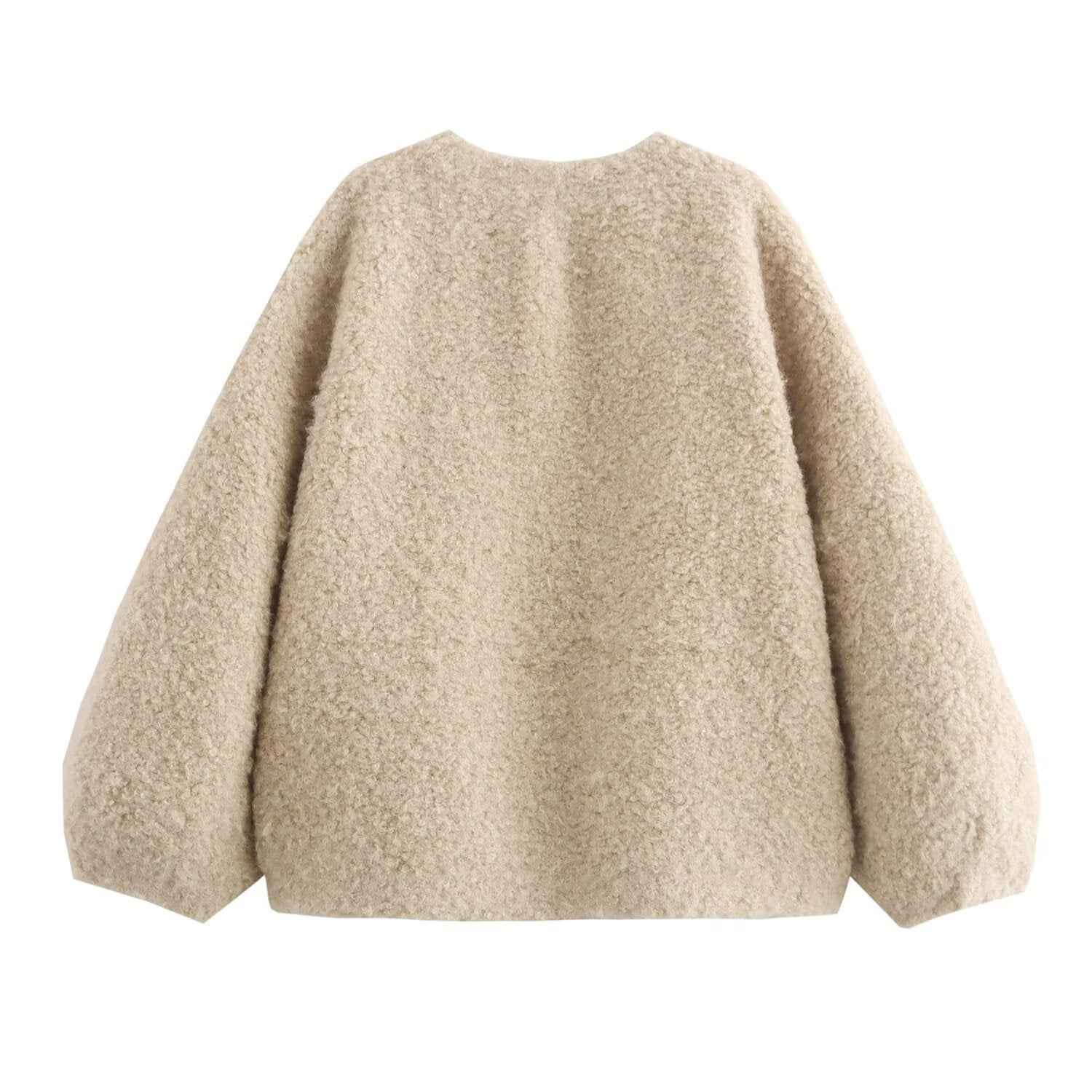 European and American Autumn V-Neck Long Sleeved Fur Coat for Women-Casual Fashion - The Artisan's Wardrobe