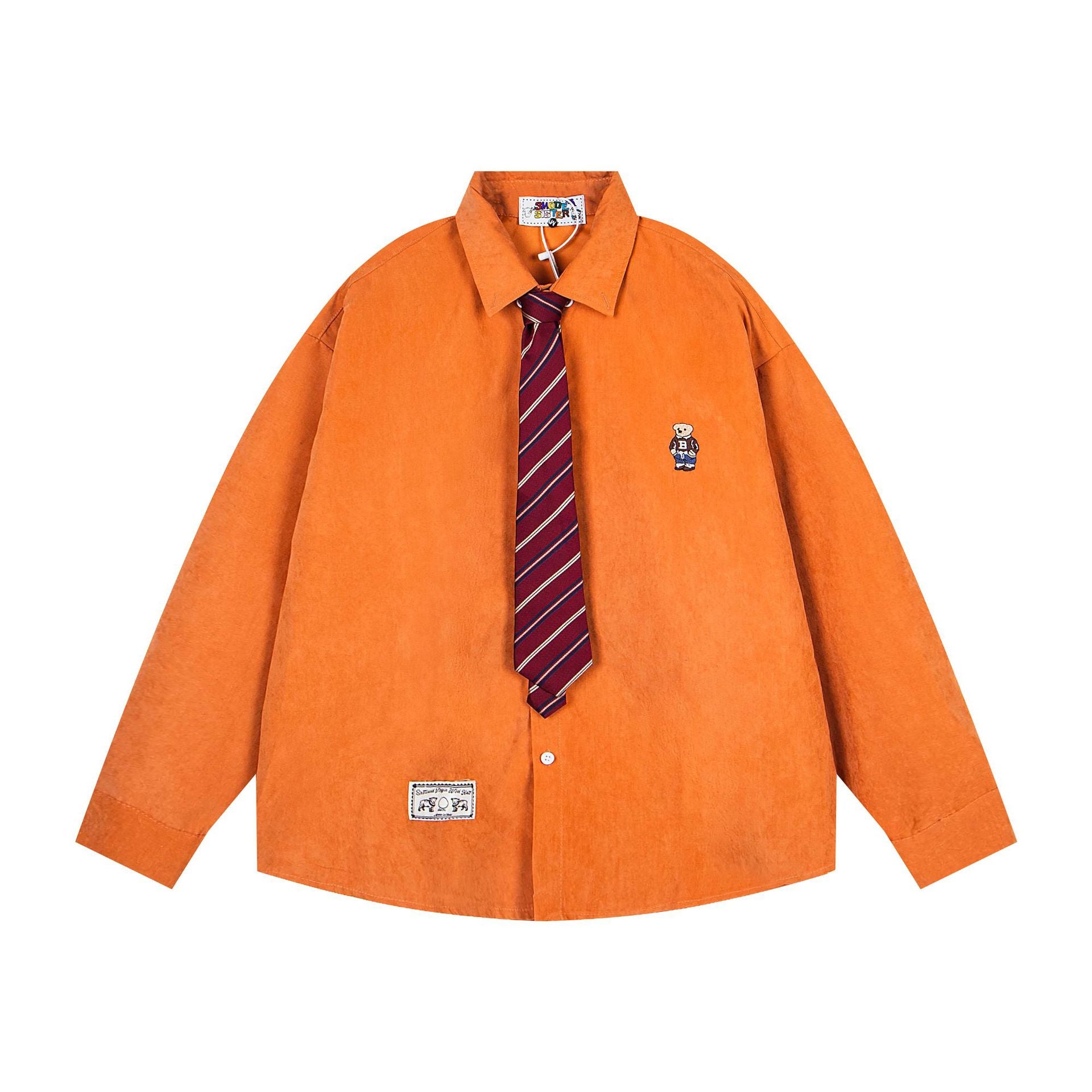 Fun Cartoon Embroidery Shirt - Unisex Loose Casual Long Sleeve Dress Shirt-Casual Fashion - The Artisan's Wardrobe