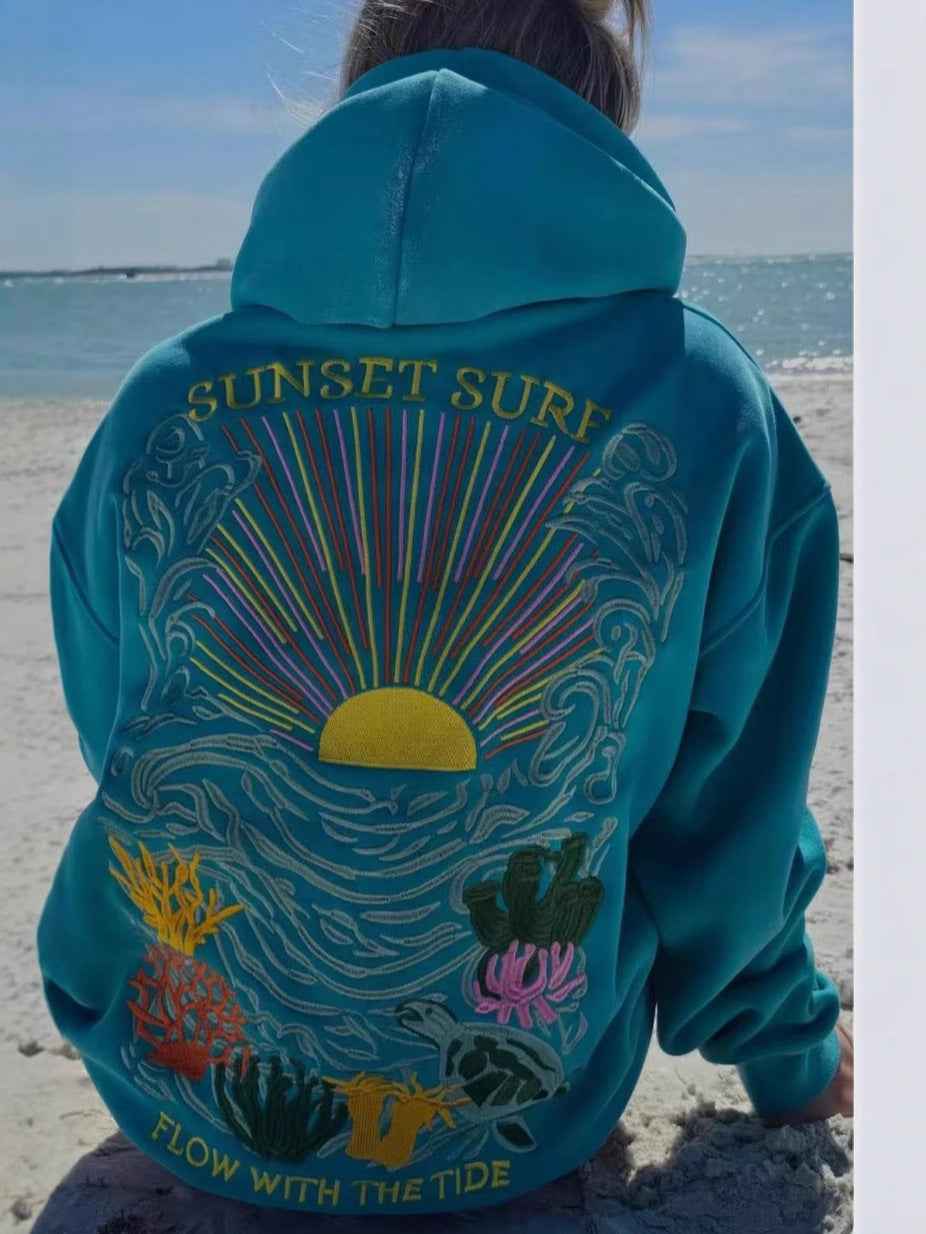 Sunflower Hoodie for Men and Women - Embroidered Hooded Sweatshirt-Casual Fashion - The Artisan's Wardrobe