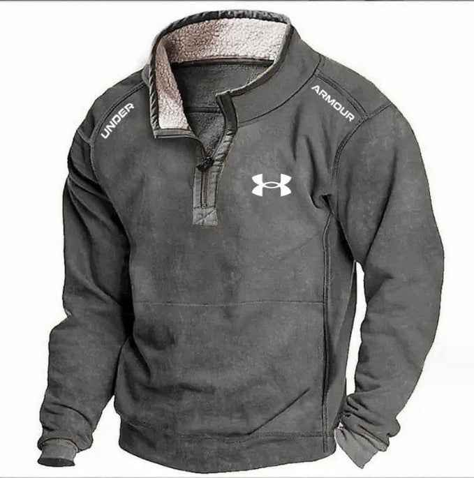 Men's Casual Hoodie with Stand Collar, Zipper Closure, and Fleece Lining for Autumn and Winter-Casual Fashion - The Artisan's Wardrobe