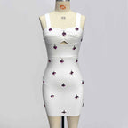 European and American Women's Sexy Suspender Dress with Sewn Diamond and Bandage High Waist Short Skirt-Casual Fashion - The Artisan's Wardrobe