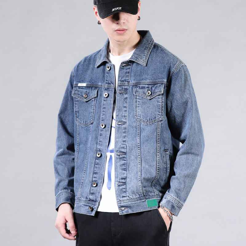 New Men's Casual Denim Jacket - Korean Version Solid Color for Couples, Plus Size, Lapel Design-Casual Fashion - The Artisan's Wardrobe