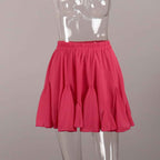 Splicing Black Fungus Pleated Mini Skirt - European and American Street Trend-Casual Fashion - The Artisan's Wardrobe