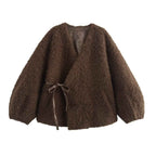 European and American Autumn V-Neck Long Sleeved Fur Coat for Women-Casual Fashion - The Artisan's Wardrobe