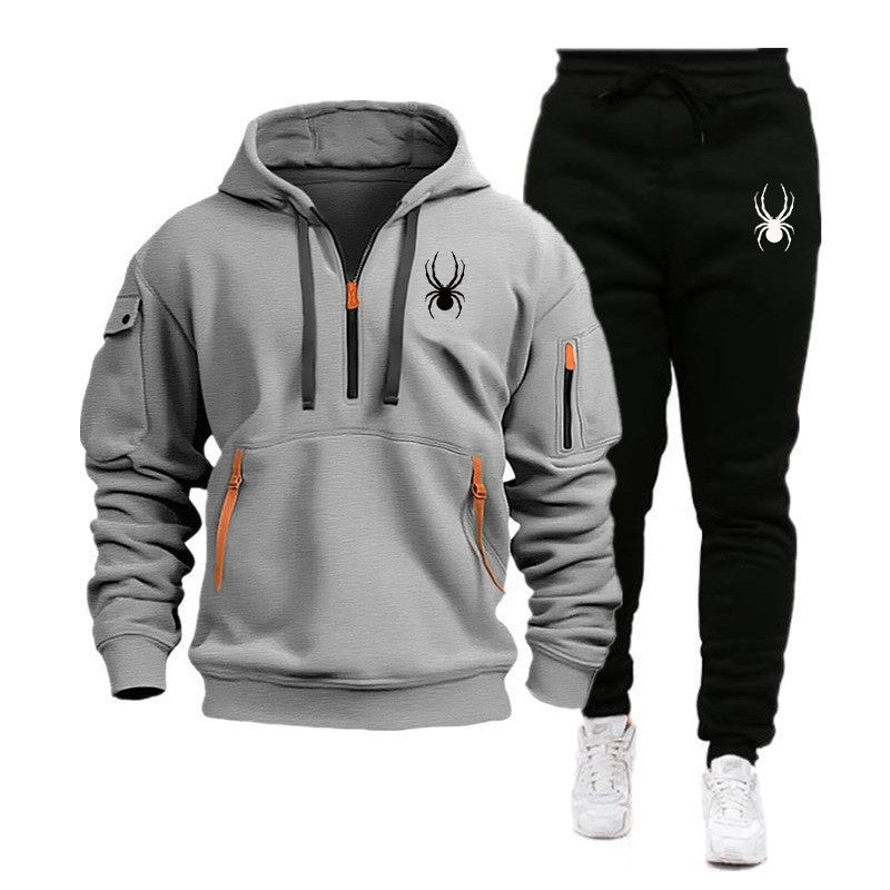 European and American men's sports hoodie set printed casual sports hoodie hooded suit for men-Casual Fashion - The Artisan's Wardrobe