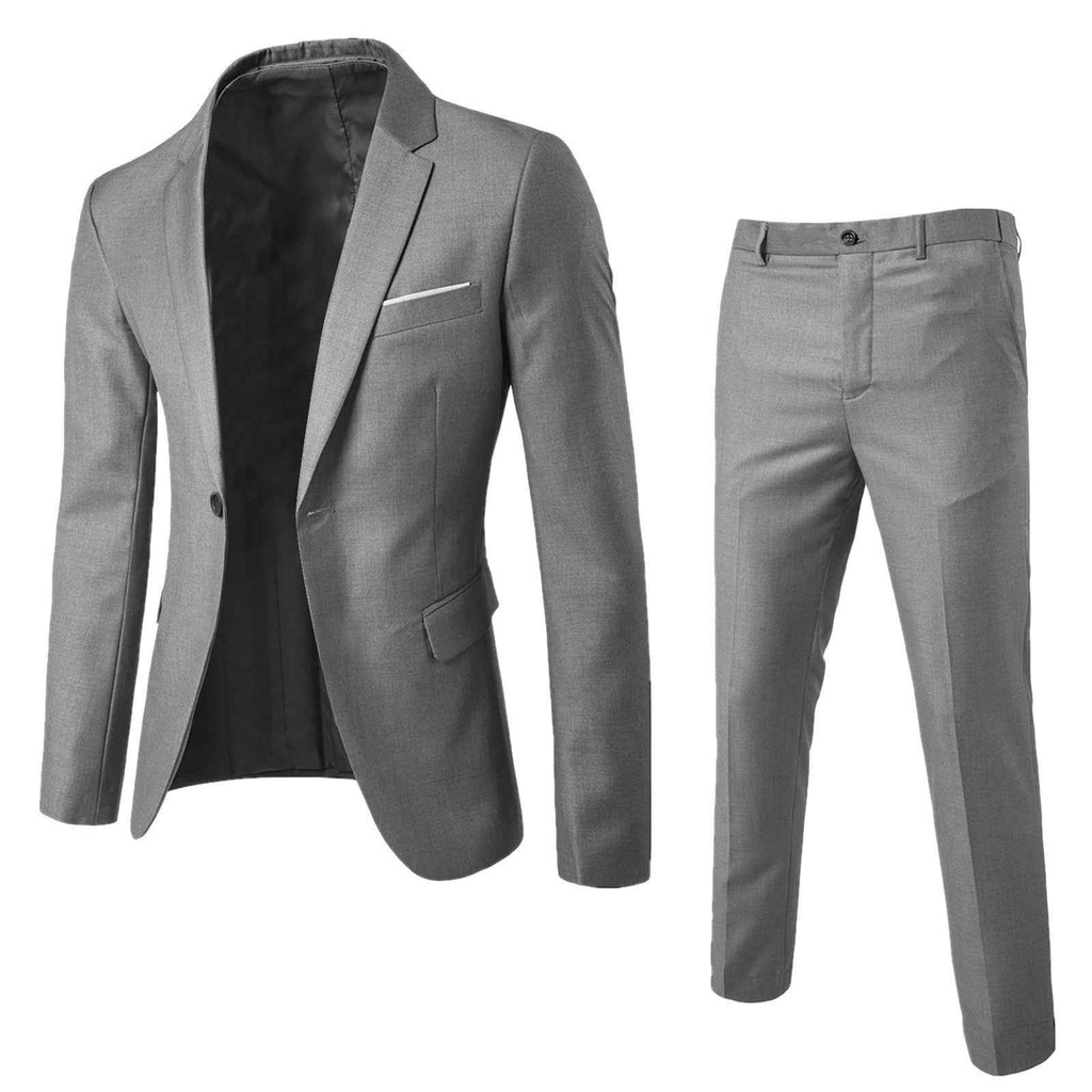 Men's Two-Piece Formal Suit - Korean Version Business Professional Wedding Dress for Groom and Groomsman-Casual Fashion - The Artisan's Wardrobe