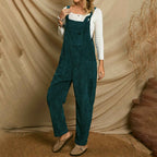 Corduroy Shoulder Strap Jumpsuit with Multi Pockets-Casual Fashion - The Artisan's Wardrobe
