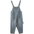 Vintage Denim Jumpsuit Women Sleeveless Retro Spaghetti Strap Ankle-Length with Side Pockets-Casual Fashion - The Artisan's Wardrobe