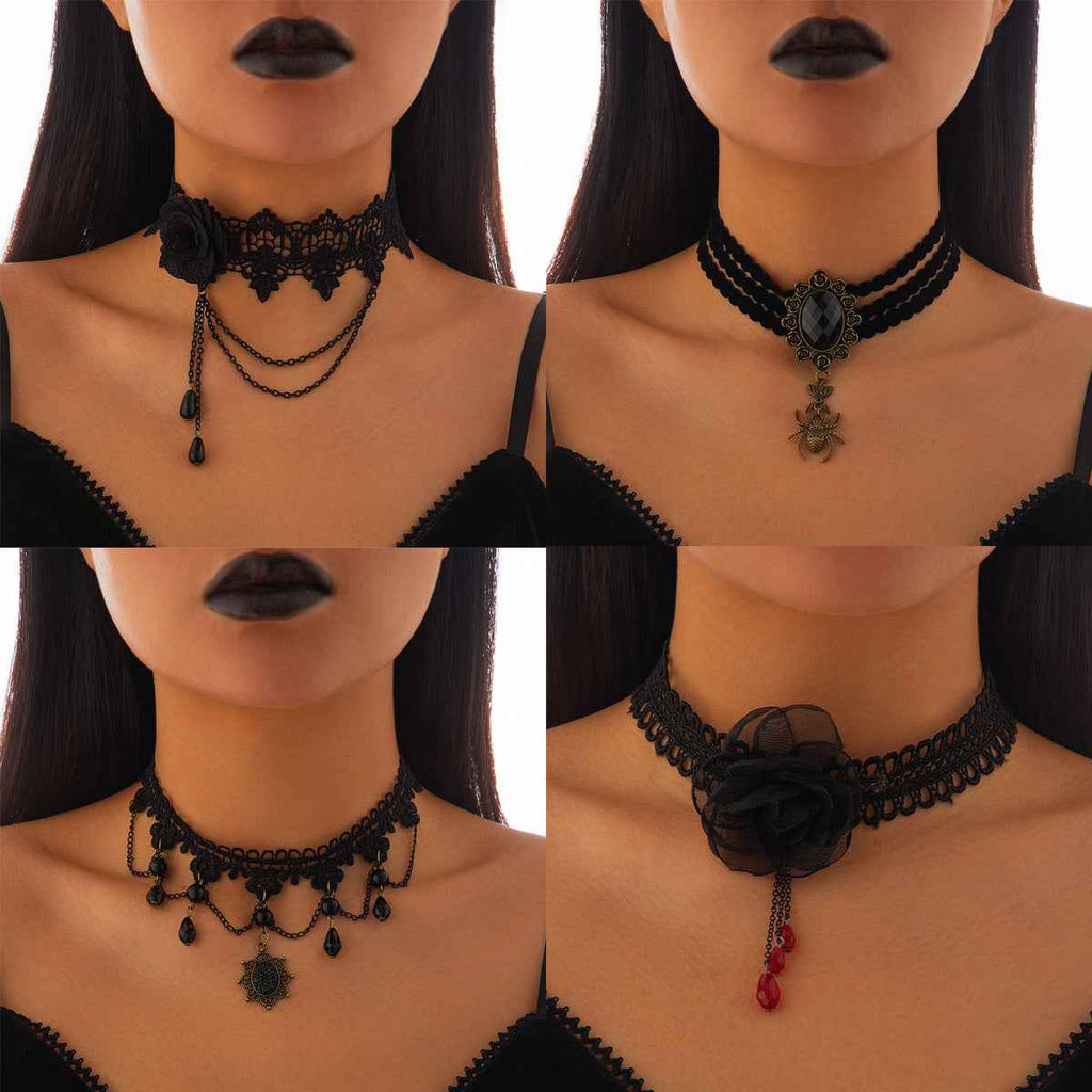 Pumpkin Festival Spider Web Necklace with Water Drop Crystal for Spicy Girls-Casual Fashion - The Artisan's Wardrobe