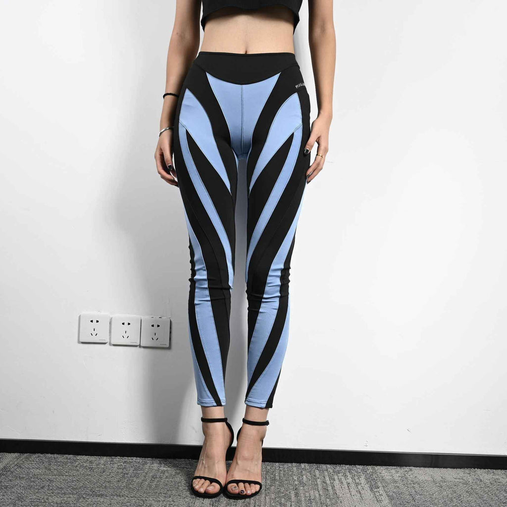 High Waisted Elastic Leggings with Splicing Design - High-End Women's Light Luxury Apparel-Casual Fashion - The Artisan's Wardrobe