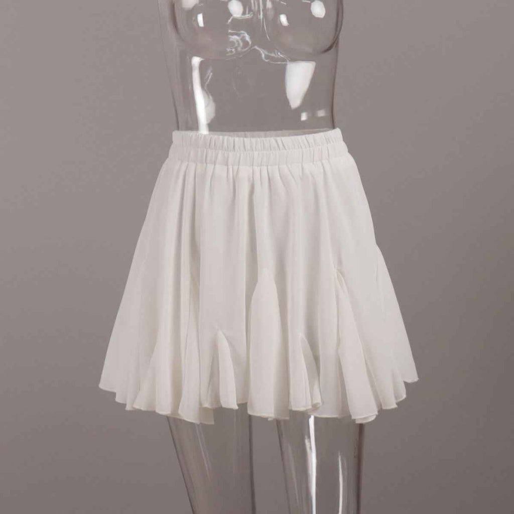 Splicing Black Fungus Pleated Mini Skirt - European and American Street Trend-Casual Fashion - The Artisan's Wardrobe