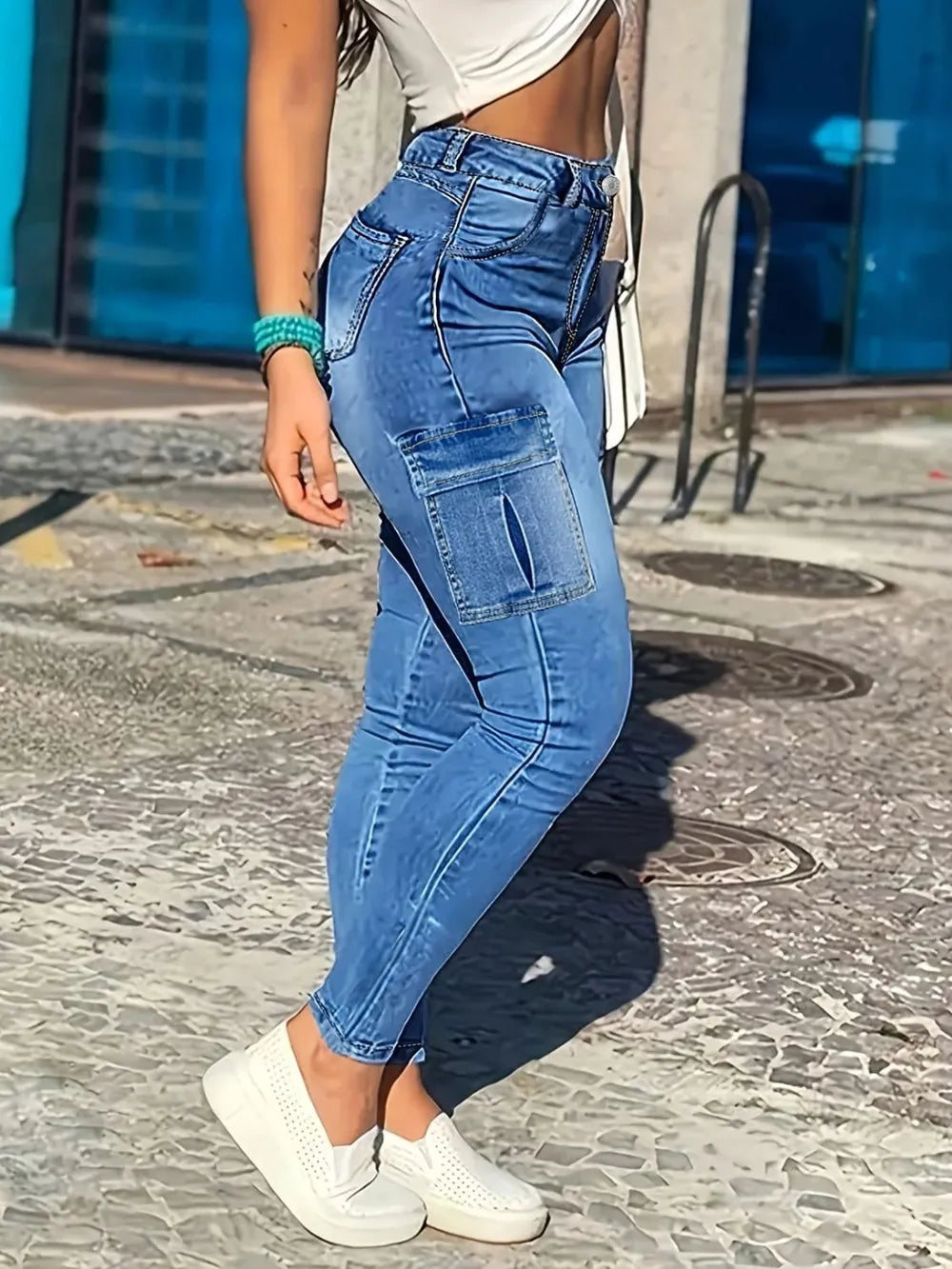 Skinny Jeans with Pockets-Casual Fashion - The Artisan's Wardrobe
