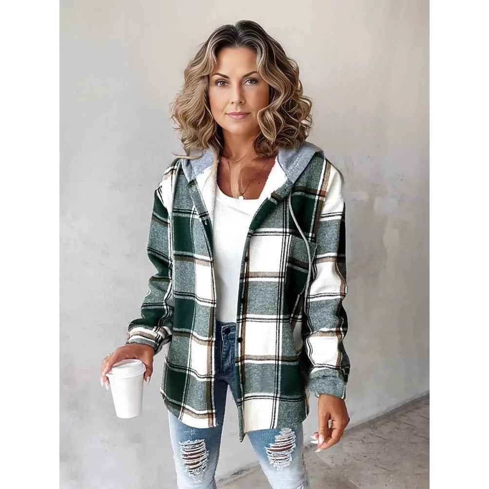 Women's Plaid Jacket - Large Style for Autumn and Winter-Casual Fashion - The Artisan's Wardrobe