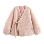 European and American Autumn V-Neck Long Sleeved Fur Coat for Women-Casual Fashion - The Artisan's Wardrobe