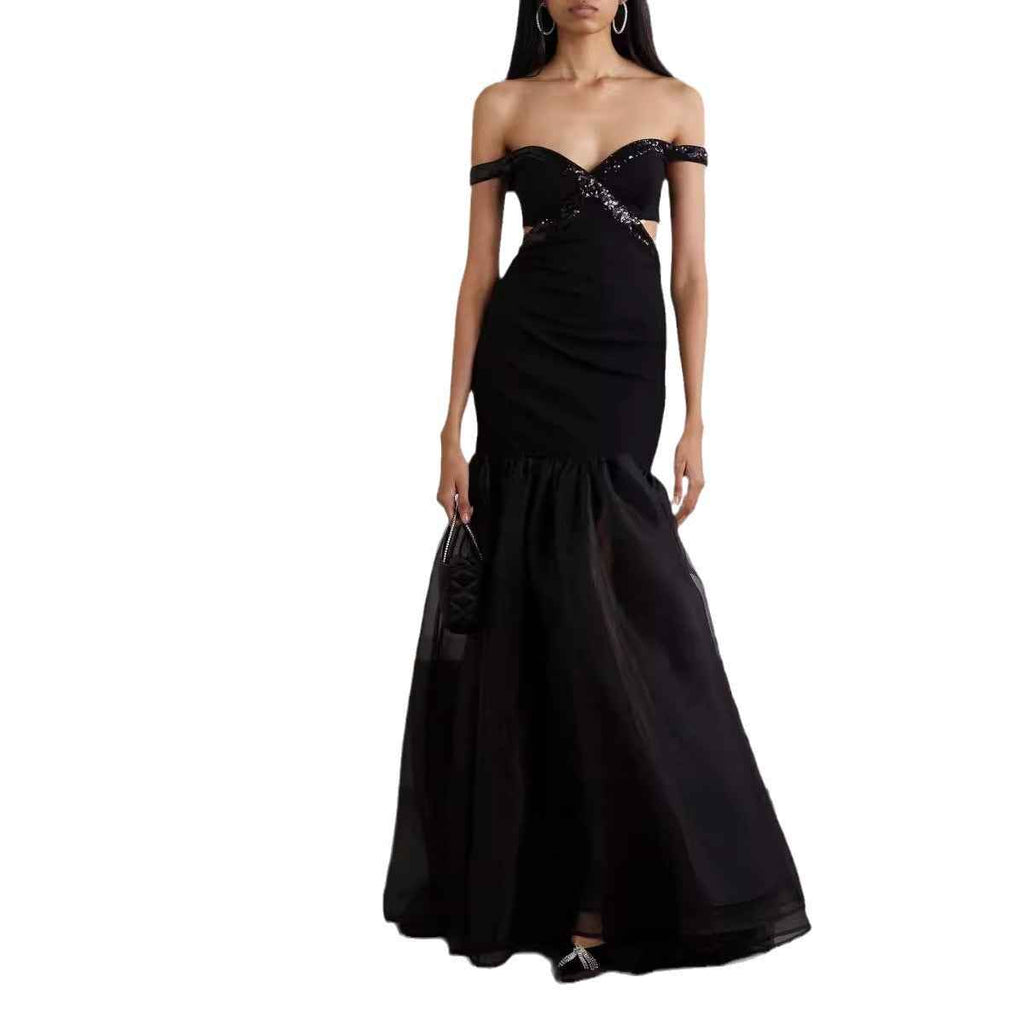 One Shoulder Fishtail Evening Dress - Fashionable High-End Mesh Bandage Dress for Women-Casual Fashion - The Artisan's Wardrobe