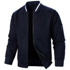 Men's Plaid Sweatshirt Jacket with Zipper and Stand-Up Collar - Casual Cardigan Style-Casual Fashion - The Artisan's Wardrobe