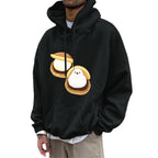Fleece Hoodie with Pocket Drawstring and Plain Color Letter Print-Casual Fashion - The Artisan's Wardrobe