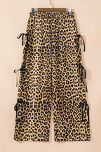 Leopard Bow Tie Pants with Elastic Waist for Effortless Style-Casual Fashion - The Artisan's Wardrobe
