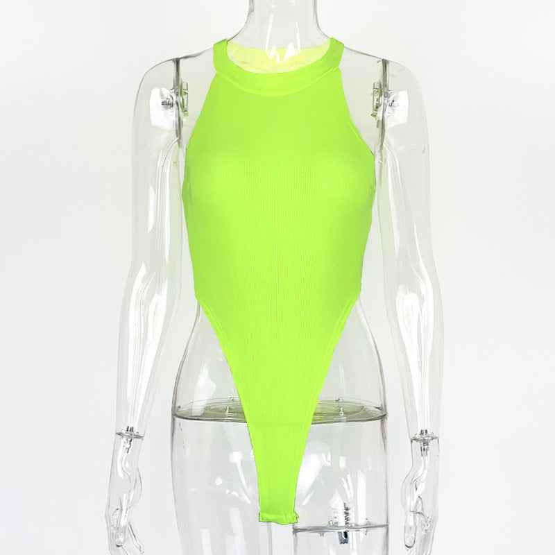 European and American Women's Slim Fit Jumpsuit with Sexy Hanging Neck and High Slit-Casual Fashion - The Artisan's Wardrobe