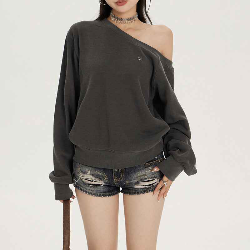 Women's Off-Shoulder Casual Sweatshirt - Trendy Loose Fit-Casual Fashion - The Artisan's Wardrobe