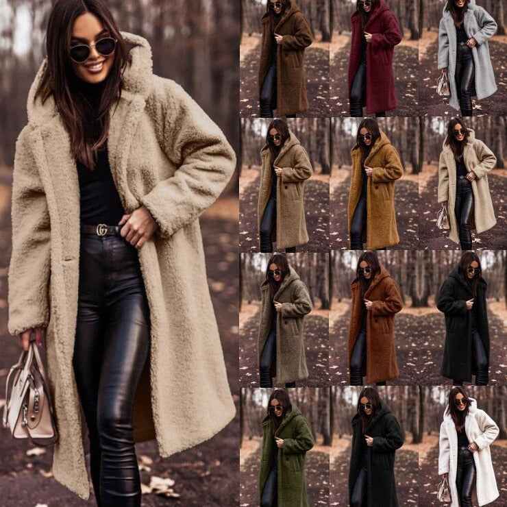 Long Sleeved Casual Woolen Coat for Women