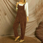 Corduroy Shoulder Strap Jumpsuit with Multi Pockets-Casual Fashion - The Artisan's Wardrobe