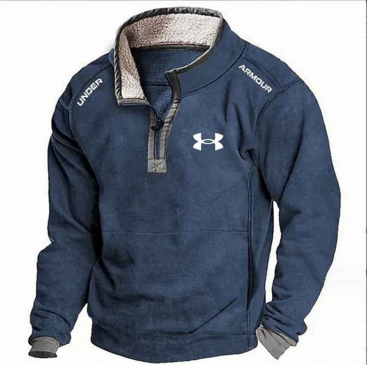 Men's Casual Hoodie with Stand Collar, Zipper Closure, and Fleece Lining for Autumn and Winter-Casual Fashion - The Artisan's Wardrobe