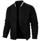Men's Plaid Sweatshirt Jacket with Zipper and Stand-Up Collar - Casual Cardigan Style-Casual Fashion - The Artisan's Wardrobe