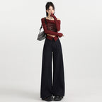 Wide Leg Jeans for Women High Waist Slim Fit Straight Loose Cuffed Floor-Length Pants