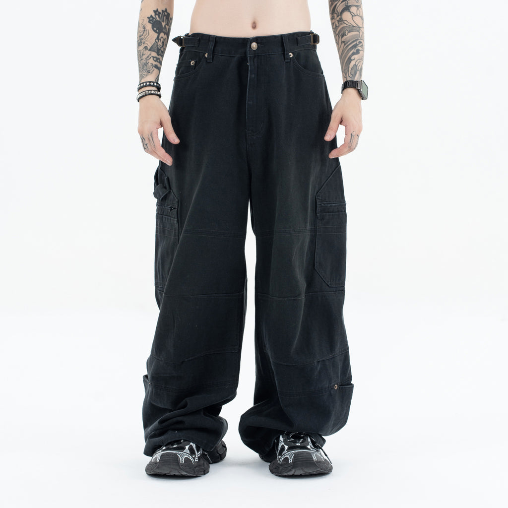 Men's Wide Leg Work Jeans - Loose Fit, Washed Multi-Pocket Casual Design-Casual Fashion - The Artisan's Wardrobe