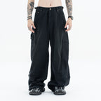 Men's Wide Leg Work Jeans - Loose Fit, Washed Multi-Pocket Casual Design-Casual Fashion - The Artisan's Wardrobe