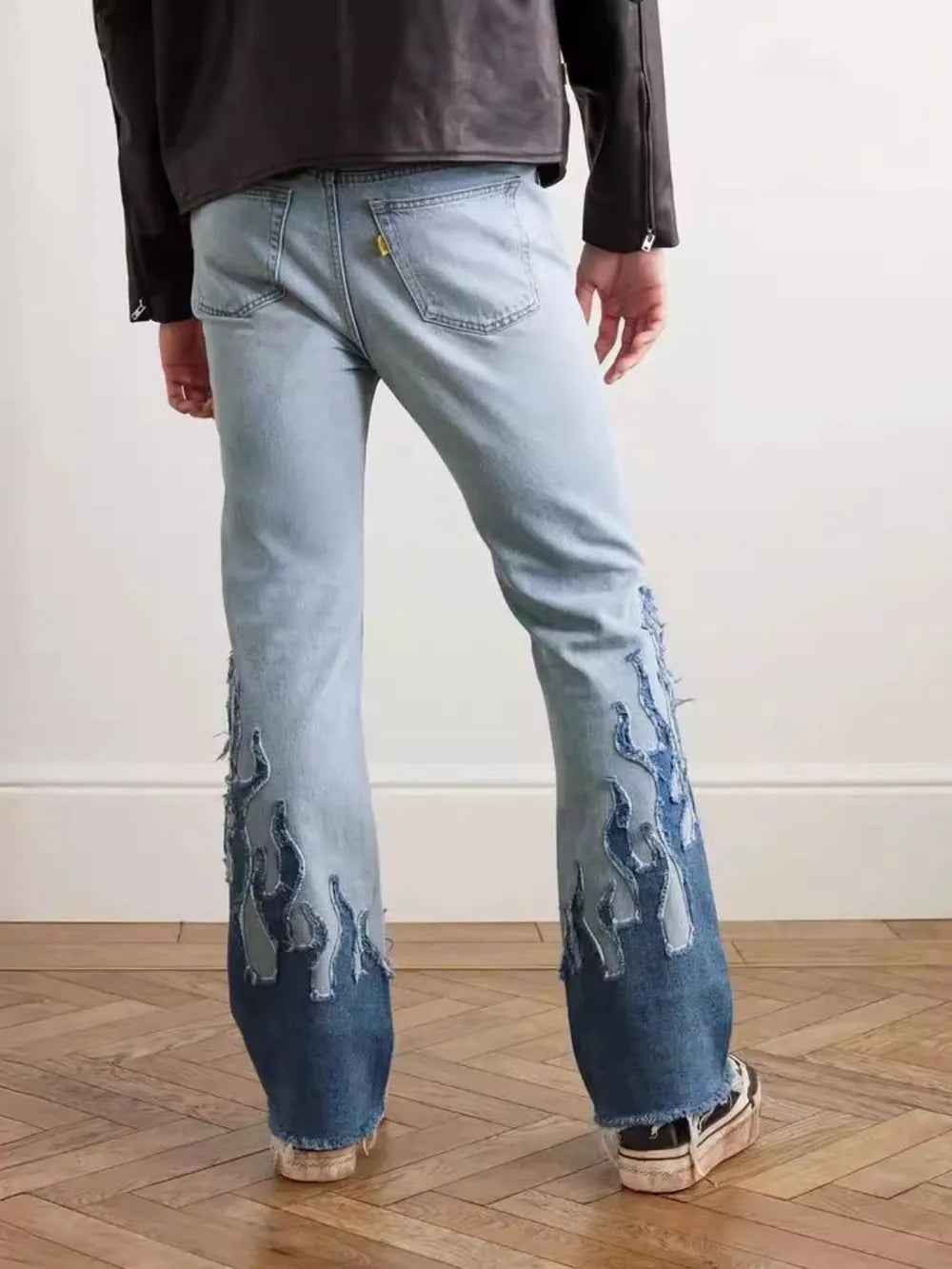 Men's Flame Pattern Cargo Jeans for a Bold Street Style-Casual Fashion - The Artisan's Wardrobe