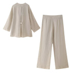 Spring Split Suit Jacket Wide Pants - Stylish New Look for Spring-Casual Fashion - The Artisan's Wardrobe
