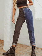 Two Tone Straight Leg Jeans
