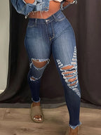 Distressed Skinny Jeans with Pockets-Casual Fashion - The Artisan's Wardrobe