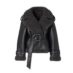 Autumn and Winter Women's Collar Fur Jacket - Stylish Short Waist Cinching Design-Casual Fashion - The Artisan's Wardrobe