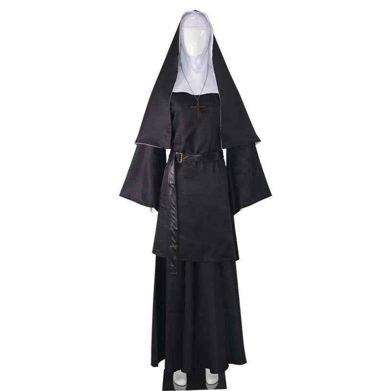 Halloween Nun Costume - The Nun Ghost Sister Cosplay Outfit, Black Horror Priest Costume-Casual Fashion - The Artisan's Wardrobe