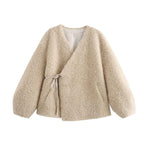 European and American Autumn V-Neck Long Sleeved Fur Coat for Women-Casual Fashion - The Artisan's Wardrobe