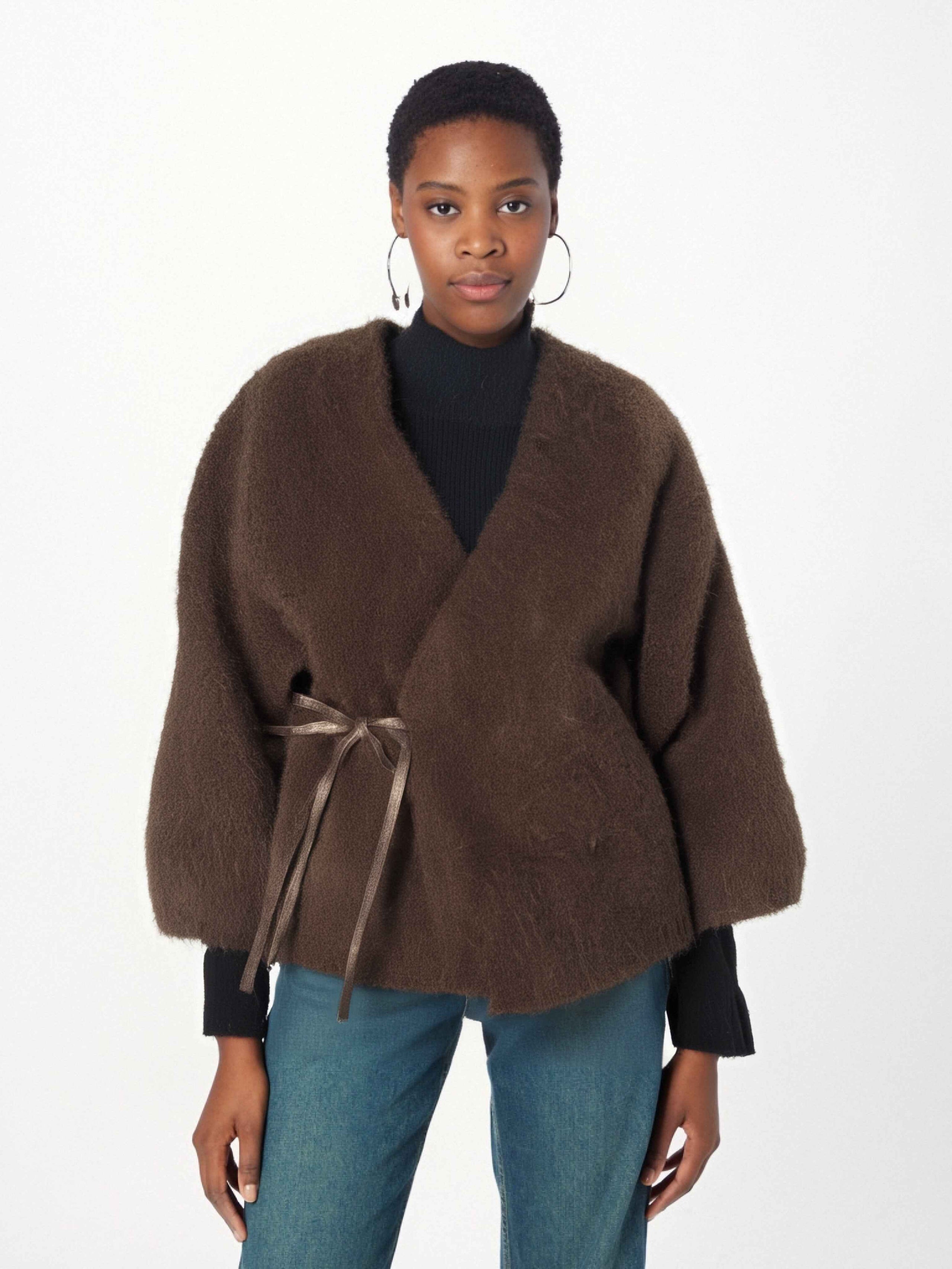 Casual Autumn V-Neck Long Sleeved Fur Coat for Women