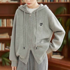 Hooded Double-Zip Cardigan for Women - Loose Slim Casual Sweater Jacket-Casual Fashion - The Artisan's Wardrobe