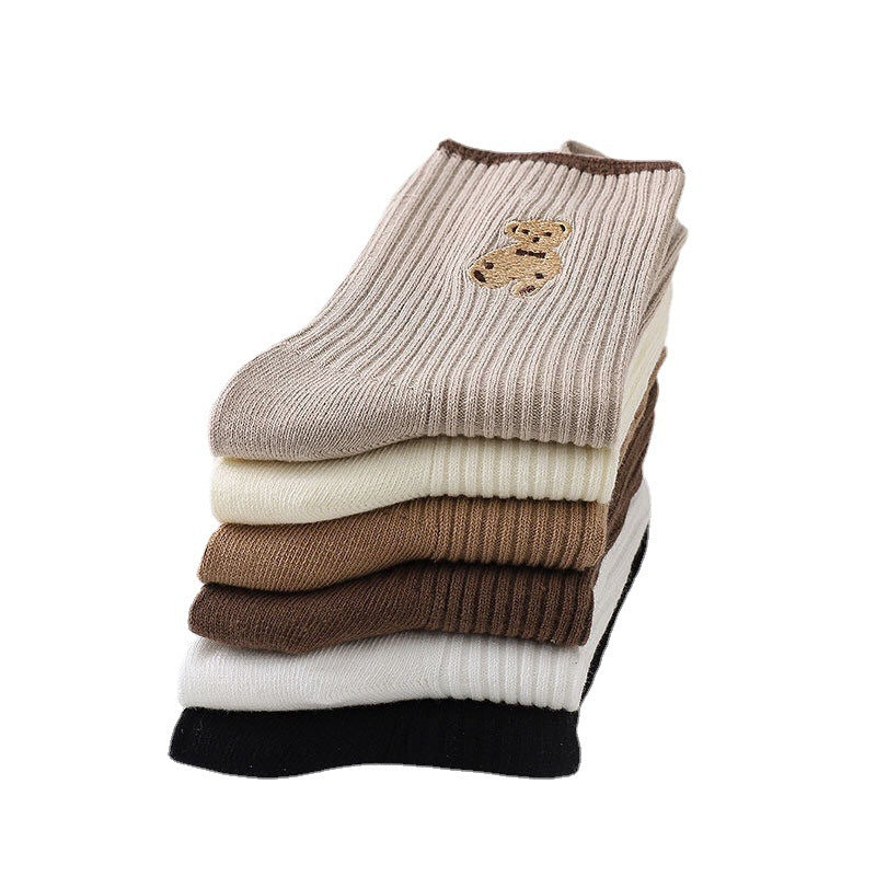 Women's Bear Cotton Socks - Comfortable Soft Crew Sports Socks Set of 6 Pairs-Casual Fashion - The Artisan's Wardrobe