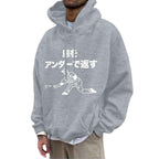 Fleece Hoodie with Pocket Drawstring and Plain Color Letter Print-Casual Fashion - The Artisan's Wardrobe