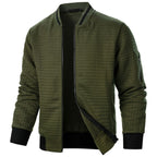 Men's Plaid Sweatshirt Jacket with Zipper and Stand-Up Collar - Casual Cardigan Style-Casual Fashion - The Artisan's Wardrobe