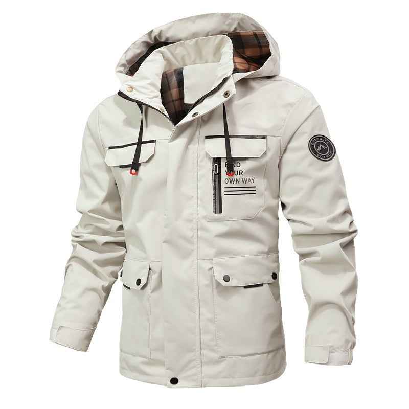 Men's Lightweight Waterproof Windbreaker Jacket - Spring and Autumn Hooded Outdoor Windproof Jacket for Hiking-Casual Fashion - The Artisan's Wardrobe