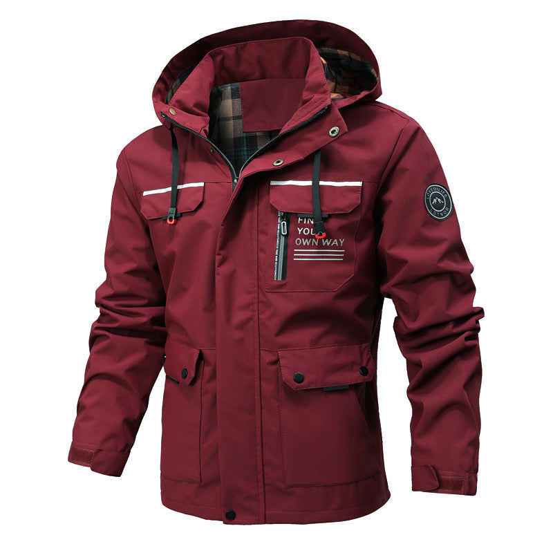Men's Lightweight Waterproof Windbreaker Jacket - Spring and Autumn Hooded Outdoor Windproof Jacket for Hiking-Casual Fashion - The Artisan's Wardrobe