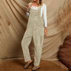 Corduroy Shoulder Strap Jumpsuit with Multi Pockets-Casual Fashion - The Artisan's Wardrobe
